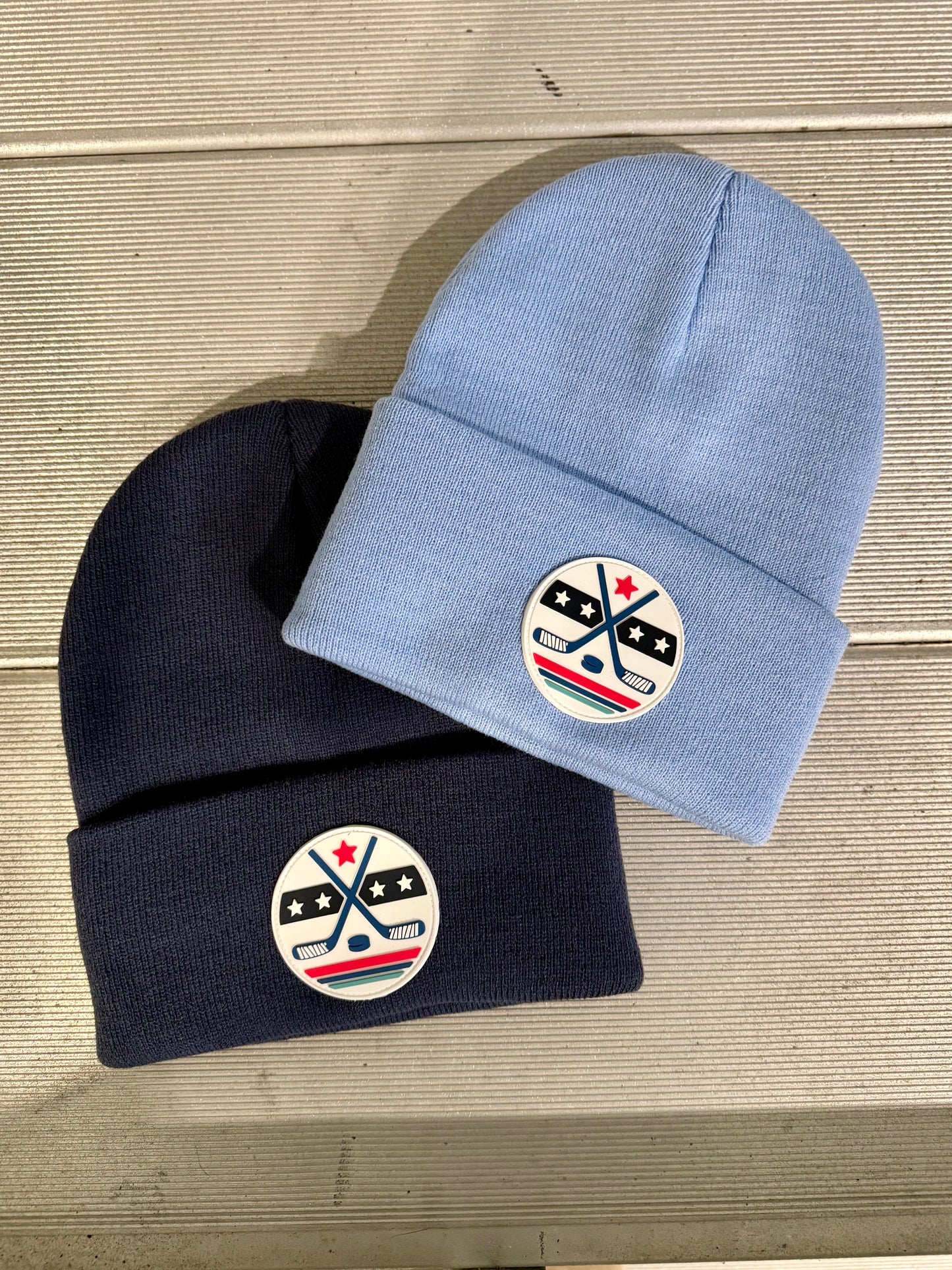 Hockey Stars & Sticks Winter Beanie / Navy