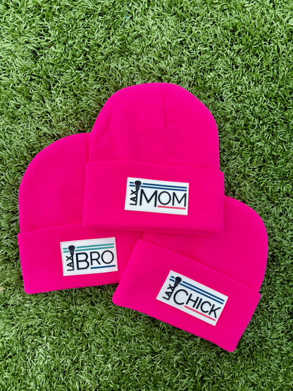 Lacrosse Mom Winter Beanie / Hot Pink