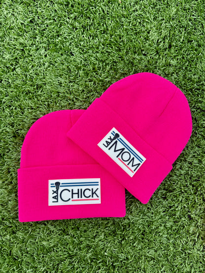 Lacrosse Mom Winter Beanie / Hot Pink