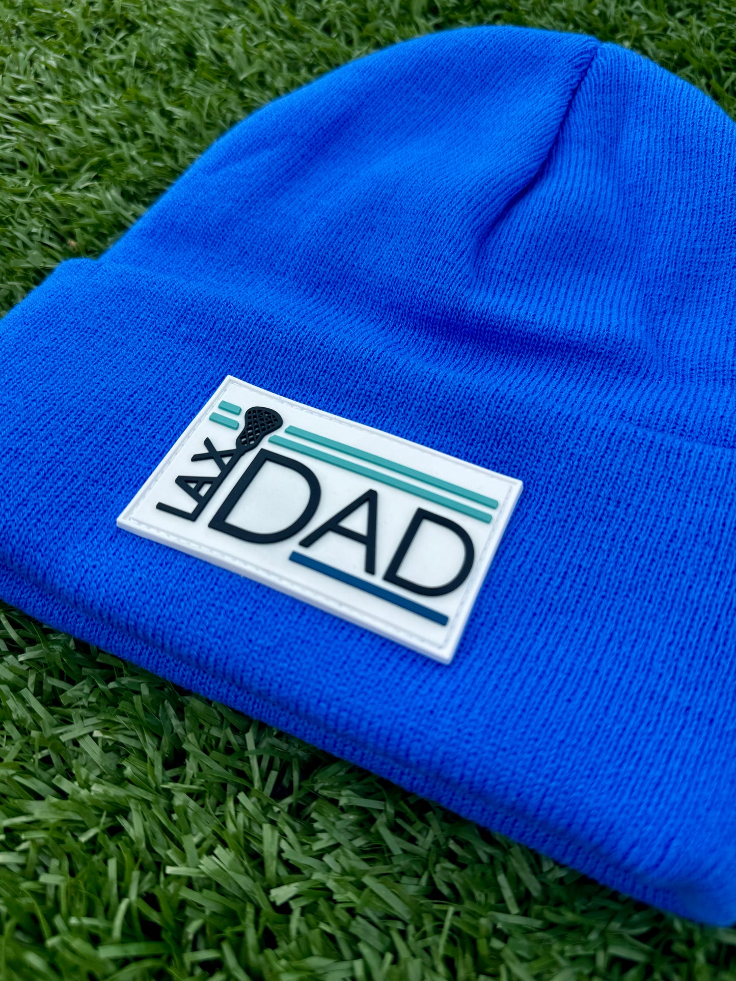 Lacrosse Dad Winter Beanie / Bright Blue