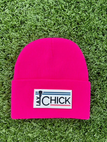 Lacrosse Chick Winter Beanie / Hot Pink