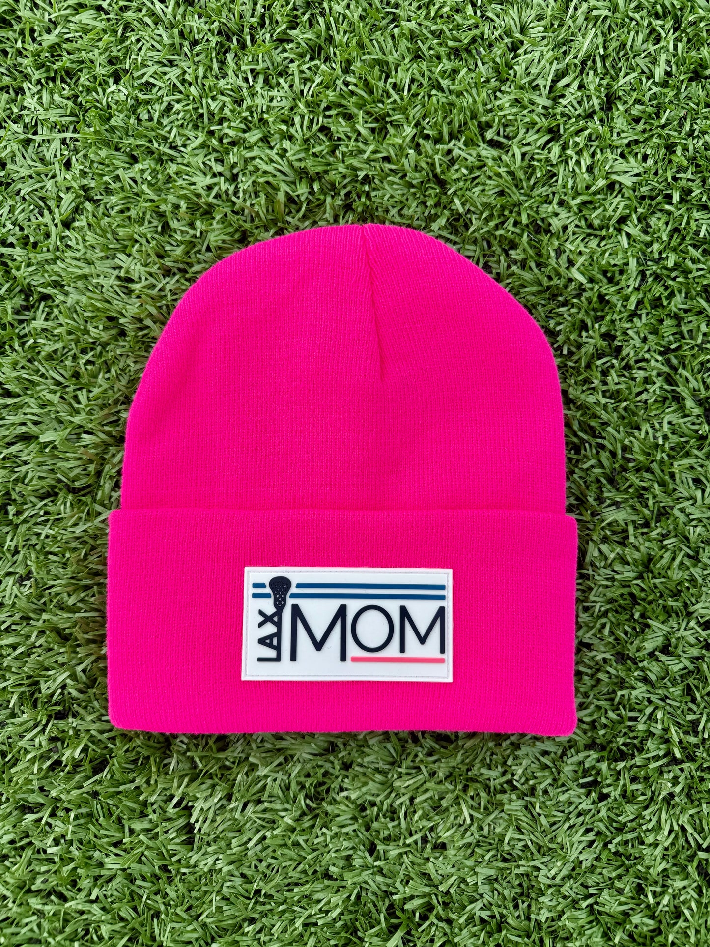 Lacrosse Mom Winter Beanie / Hot Pink