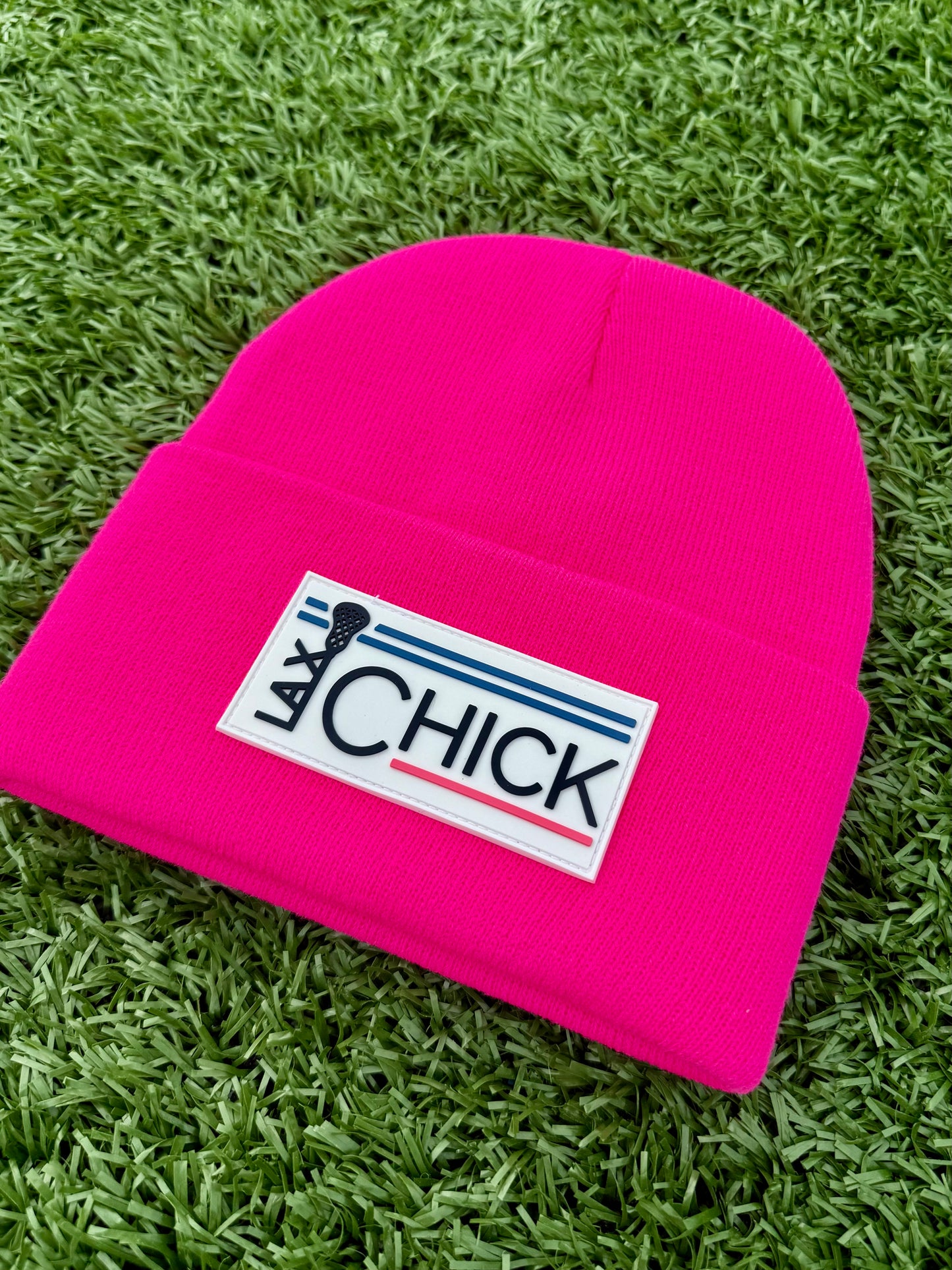 Lacrosse Chick Winter Beanie / Hot Pink